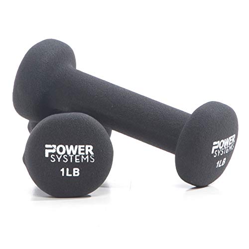 Power Systems Premium Neoprene Dumbbells - Non-Slip Grip and Squared Edges to Prevent Rolling