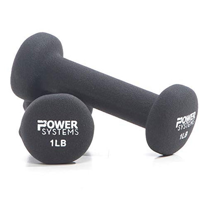 Power Systems Premium Neoprene Dumbbells - Non-Slip Grip and Squared Edges to Prevent Rolling