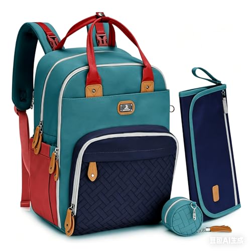 Dikaslon Diaper Bag Backpack with Portable Changing Pad, Pacifier Case and Stroller Straps, Large Unisex Baby Bags for Boys Girls, Multipurpose Travel Back Pack Moms Dads, ColorBlock Trio - color: Colorblock Trio