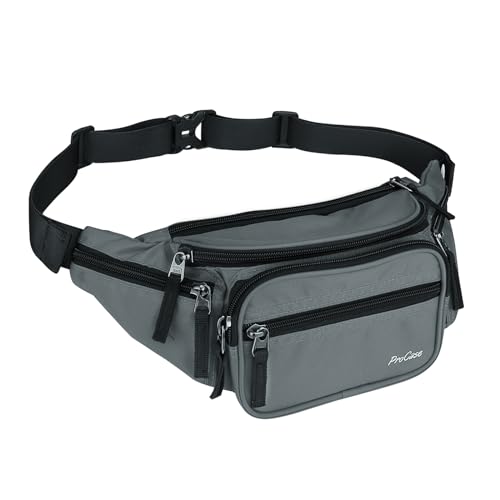 ProCase Fanny Pack Waist Packs for Men Women, Waist Bag Hip Pack for Travel Hiking Running Outdoor Sports - color: Grey, size: Medium