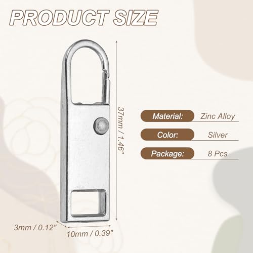 uxcell 8Pcs Zipper Pull Replacement, Metal Zipper Handle Mend Fixer Tab Repair for Luggage Suitcase Backpack Jacket Bags Boots Coat Handbags, Silver Medium - color: Silver, size: Medium