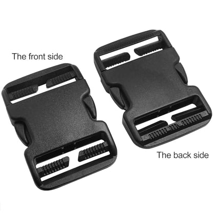 2PCS Dual End Quick Release Plastic Buckles 2 Inch Woven Straps for Outdoor Sports Backpacks, Anti Slip Release and Replacement, 50mm, Black