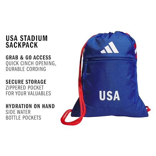 adidas Stadium Sackpack – Drawstring Backpack for Sports, Small Gym Bag, 13L - color: Usa