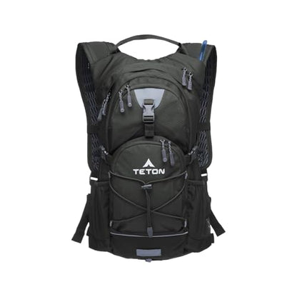 Teton Oasis/Trailrunner Hydration Backpack – Lightweight Water Pack with 2L/3L Bladder for Hiking, Running, Cycling, Biking 18L/22L Sizes – Sewn-in Rain Cover – Fits Men and Women - color: Onyx, size: 18 Liters