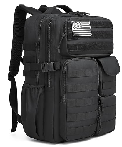 Wotony Tactical Backpack - Military waterproof backpack with multiple pockets and tactical gear for the outdoors (Black, 35L) - color: Black, size: 35L