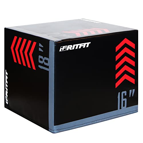 RitFit 3 in 1 Extra Firm Soft Plyo Box Foam Plyometric Box-30”x24”x20”-20"x18"x16" Heavy Duty High Density Foam Jumping Box 3 Sizes with PVC Cover,Platform for Home Gym Fitness, 440lb Weight Capacity - size: SMALL-B