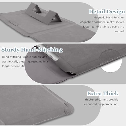 13-14 Inch Protective Laptop Sleeve Case with Stand, for MacBook Pro 14'' M5~M1, Pro/Max(2026-2021), MacBook Air 13.6'' M5-M2, (2026-2022), Matte PU Leather Laptop Case 13-14" (Dark Gray) - color: Dark Gray, size: 13-14 Inch