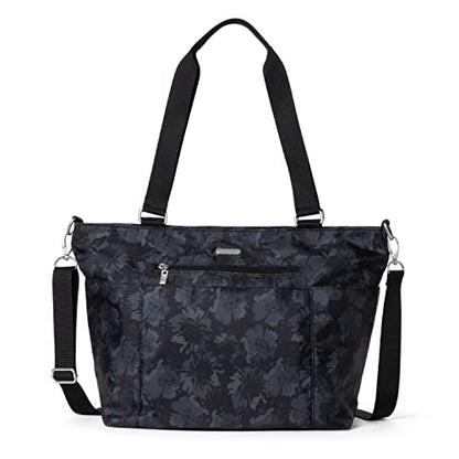 Baggallini Essential Laptop Tote - Work Tote Bag with Laptop Sleeve - Lightweight Travel Crossbody Shoulder Bag for Women - color: Midnight Garden