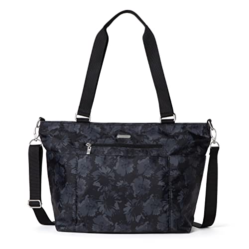 Baggallini Essential Laptop Tote - Work Tote Bag with Laptop Sleeve - Lightweight Travel Crossbody Shoulder Bag for Women - color: Midnight Garden