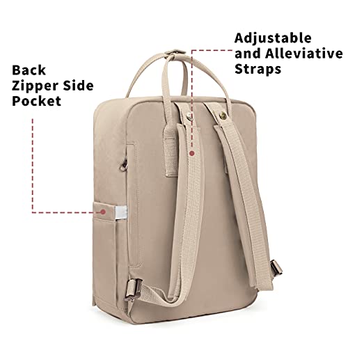 KALIDI Casual Laptop Backpack 15 Inches Classic Camping Rucksack Travel Outdoor Square Daypack College Hiking Gym Bag, Khaki - color: Khaki