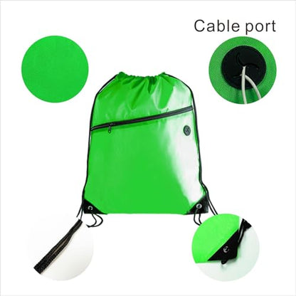 CODOBON Gym Drawstring Backpack with Zipper Pocket - Durable Cinch Sack for Swimming, Sports & Travel - Bulk Drawstring Bags for Men & Women (20, Green) - color: Green
