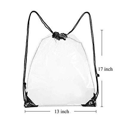 AUONY Clear Drawstring Backpack, Stadium Security Approved Waterproof Clear Drawstring Bag Gym Bag for Stadium, Concert, Sports, Travel