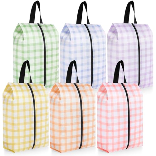 6 Pcs Travel Shoe Bags with Zipper Nylon Portable Waterproof Suitcase Shoe Organizer Packing for Golf(L,Fresh Color) - color: Fresh Color, size: L