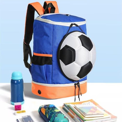 Soccer Backpack with Compartment for Shoes And Ball Holder for Travel And Gym - color: Blue Orange