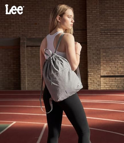 Lee Drawstring Backpack Bag Lightweight Small Gym Swim Beach Bag Water Resistant Sports Sackpack for Men Women, LEE48-002GY - color: Gray