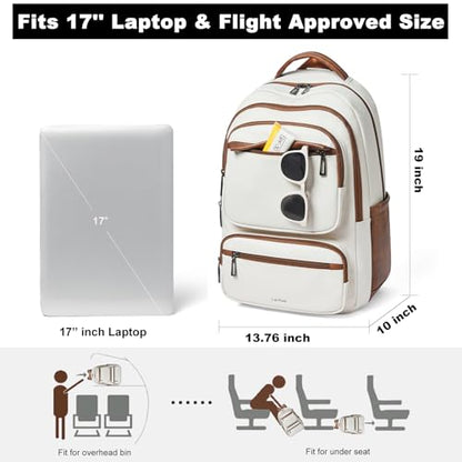 LATMAP Backpack For Women Men Vegan Leather Backpack Purse Shoulder Bookbag 16 15.6 15 Inch Laptop Bag Handbags For Travel Work College Large Beige - color: Beige