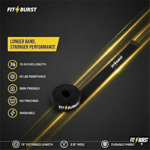 Premium 76 Inch Extended Length Resistance Band - 120 lbs Heavy Duty Fabric Exercise Band for Vertical Jump Training, Basketball & Full Body Workout - Non-Slip Long Stretch Band for Tall Athletes - color: BLACK