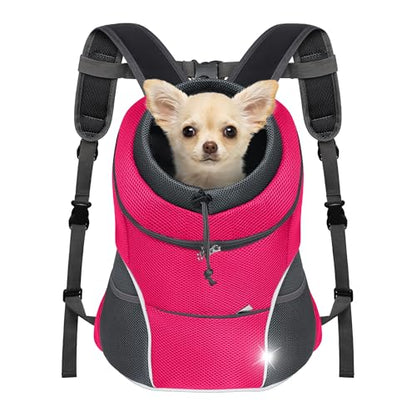 YUDODO 4-8lbs Dog Front Carrier Backpack, Adjustable Breathable Pet Carrier for Small Dogs, Ventilated Puppy Back Pack with Safety Belt, Lightweight Doggy Backpack for Hiking Outdoor (Rose, M) - color: Rose