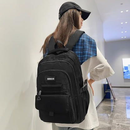 School backpack for Girls, Aesthetic Backpack for Women Cute Bookbag Preppy College (Black) - color: Black