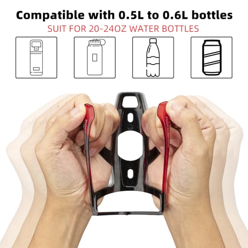 ROCKBROS Bike Water Bottle Holder Ultra-Light Bicycle Bottle Cages with Screws Tool, Universal Bike Cup Holder Rack for Road MTB Bikes - color: Red-Black, size: Standard