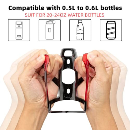 ROCKBROS Bike Water Bottle Holder Ultra-Light Bicycle Bottle Cages with Screws Tool, Universal Bike Cup Holder Rack for Road MTB Bikes - color: Red-Black, size: Standard