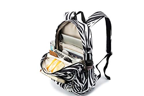 Kinmac Water Resistant Laptop Travel Outdoor Backpack with USB Charging Port for 13 inch 14 inch and 15.6 inch Laptop (Zebras) - color: Zebras