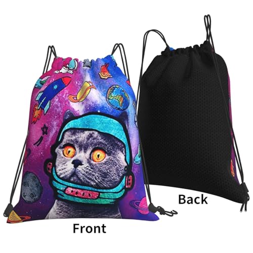 Astronaut Cat Drawstring Backpack Gym String Bag Drawstring Sackpack Sport For Womens Mens - style: Astronaut Cat Drawstring Backpack Gym String Bag