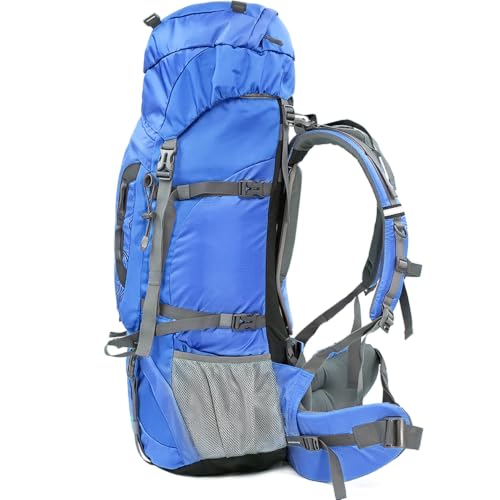 Wind Tour Outdoor 60L Ripstop Trekking Bag Sport Backpack with Rain Cover for Climbing Cycling(Blue | 70+10L) - color: Blue | 70+10l