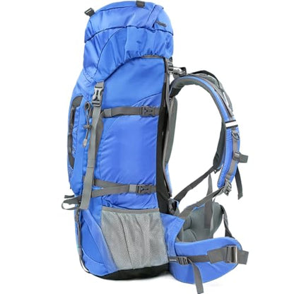 Wind Tour Outdoor 60L Ripstop Trekking Bag Sport Backpack with Rain Cover for Climbing Cycling(Blue | 70+10L) - color: Blue | 70+10l