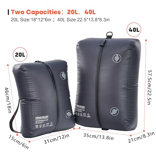 Travel Vacuum Bags backpack IPX8 Waterproof Reusable Compression Bags for Travel, Backpack & Suitcases,Home Storage, Seal Packing Cubes for Clothing (40L) - size: 40L