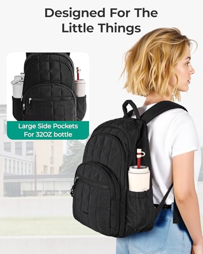 BAGSMART Travel Backpack for Women, College Laptop Backpack, Pink Bow Print - color: Pink Bow Print, size: Standard 15.6 Inch