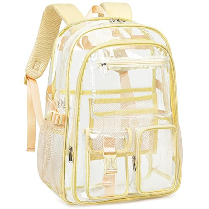abshoo Large Clear Backpack For Girls Women School Bookbag Heavy Duty Transparent Backpack (Light Yellow) - color: Light Yellow