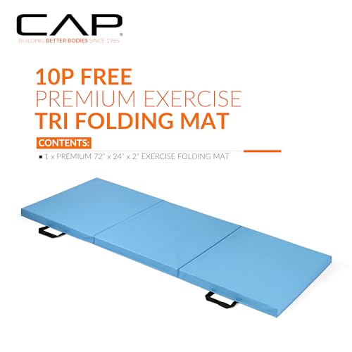 CAP Barbell All Purpose Folding Anti Tear Exercise Training Aerobic Fitness Gym & Gymnastics Balance Mat | Multiple colors - color: Blue, style: 6' x 2' x 2.0" Thick