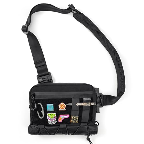 TACTICAL_GEEK Crossbody Shoulder Bag, Nylon Multipurpose Daypack, Chest Backpack Casual Shoulder for Daily Carry (Black-L3S-CR-Small) - color: Black-l3s-cr-small