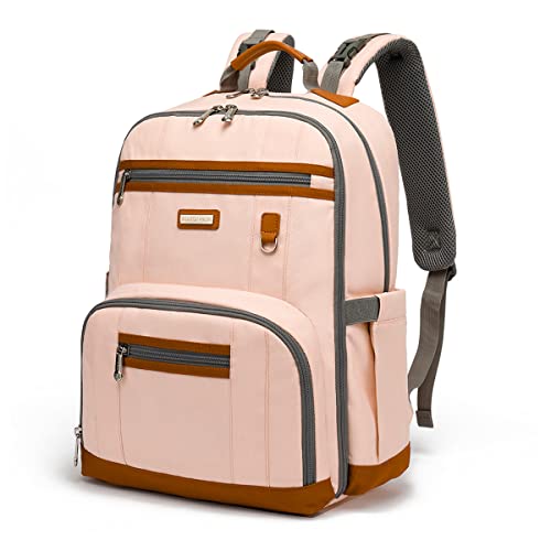 Diaper Bag Backpack, Large Baby Nappy Bags with Portable Changing Pad for Boys and GirlsMultifunction Travel Baby Bag for Moms Dads, Shower Gifts Waterproof and Stylish，Light Powder - color: Light Powder