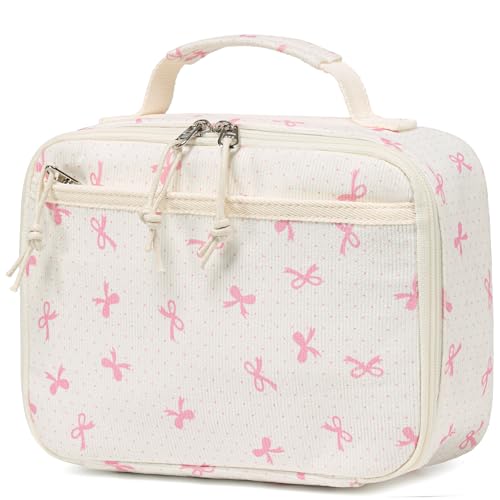 LEDAOU Lunch Box Kids Insulated Lunch Bag Girls Toddler Reusable Lunchbox for School Picnic Hiking (Pink Bow) - color: Pink Bow