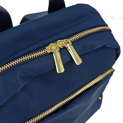 M-ioi-M Medium Backpack Purse for Women, Fashion Nylon Daypack with Gold Hardware, Lightweight Water-Resistant Rucksack for College, Work, Travel, Everyday Use, Fits 13–14" Laptop (Navy Blue,Medium) - color: Navy Blue,medium