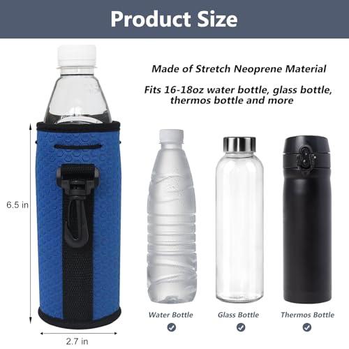 Water Bottle Sleeves, 3 Pcs Neoprene Insulators Bottle Carrier Holder with Buckles, fits 16-18oz (Colorful2) - color: Colorful2