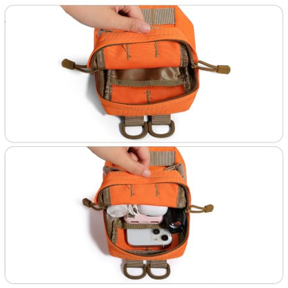 FRTKK 2 Pack Molle Pouches - Tactical Compact Water-Resistant EDC Pouch Bag Small Utility Pouch - color: 2 Pack - Orange 3