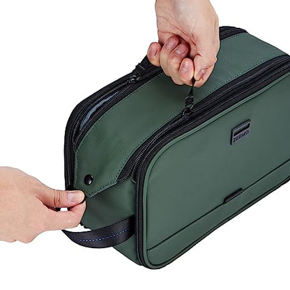 ZEEMO Travel Toiletry Bag for Men, Medium Water-Resistant Double-Sided Full-Open Dopp Kit, Versatile Organizer for Shower and Hygiene Accessories, Bathroom Essentials, Cosmetics, Green | double-sided storage and water-resistant fabric for travel essential