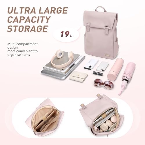 Women Laptop Backpack Computer Backpacks Carry On Waterproof backpack Fits 14Inch Notebook Travel Commute College (Dusty Pink) - color: Dusty Pink, size: 14 Inch