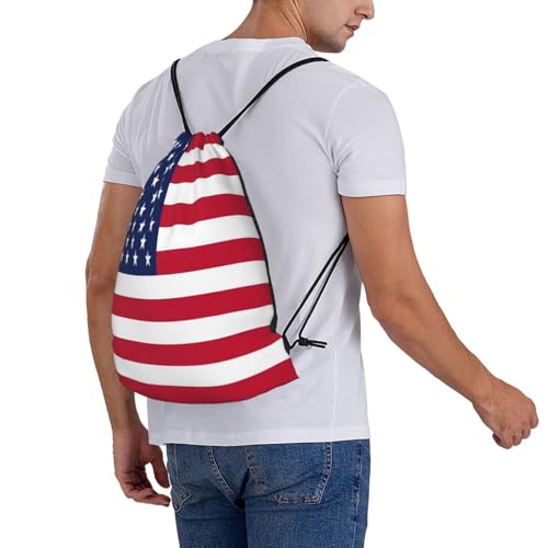 American Flag Drawstring Bag Sport Gym Backpack Beach Travel Sack Draw String Yoga Bag For Men Women - color: American Flag