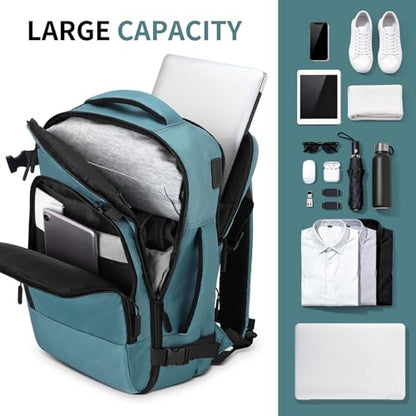 Travel Backpack, TSA Friendly Flight Approved Carry on Backpack with Laptop Compartment for Men Women, Weekender Personal Item Bag 30L, Peacock Blue - color: Peacock Blue