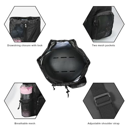 Mesh Backpack,Mesh Swim Drawstring Backpacks with Wet/Dry for Beach,Swimming,Gym,Pool,Workout Gear and Sports, Black