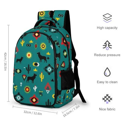 Casual Lightweight Laptop Backpack Southwestern Native American, Cute Travel Daypack with Tumbler Holder for College Nurse Teacher Work Commute - color: Pattern (268)