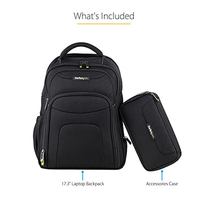StarTech.com 17.3" Laptop Backpack with Removable Accessory Case - Professional IT Tech Backpack for Work/Travel/Commute - Durable Ergonomic Computer Bag - Nylon - Notebook/Tablet Pockets (NTBKBAG173) - size: 17.3"