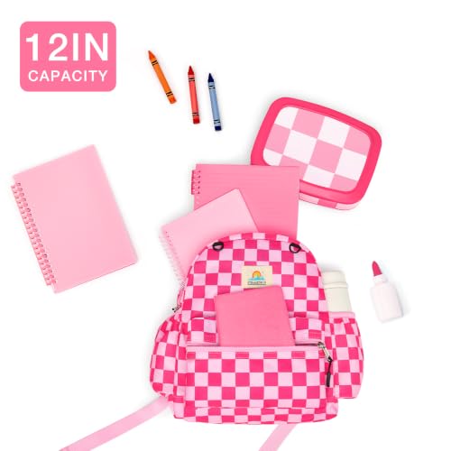 STEAMEDBUN Toddler Backpack Boys Girls 2-4, Preschool Daycare Backpack -12inch - color: Hot Pink Checkerboard, size: Mini-12"H(not fit folder)