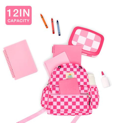 STEAMEDBUN Toddler Backpack Boys Girls 2-4, Preschool Daycare Backpack -12inch - color: Hot Pink Checkerboard, size: Mini-12"H(not fit folder)