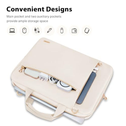 Laptop Case Bag Women Men Computer Sleeve Compatible with MacBook/Dell/HP/Acer/ASUS/LG, Waterproof Shoulder Carrying Briefcase, Beige, 17-17.3 Inch - color: Beige, size: 17.3 inch