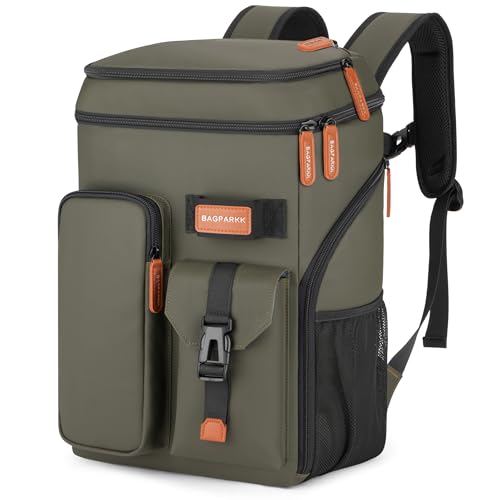 BAGPARKK Insulated Cooler Backpack,33/45 Cans Multifunctional Double Deck Leakproof Cooler Bag with Sternum Strap,Large Capacity Lightweight Travel Camping Beach Backpack - color: Green, size: 45Can